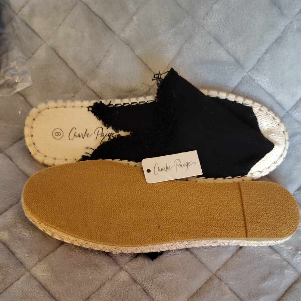 NWT Charlie Paige Black Espadrille Shoes Slip-On Style